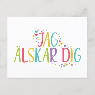 Cartão Postal Eu te amo, jag sueco, alskar, cavar arco-íris