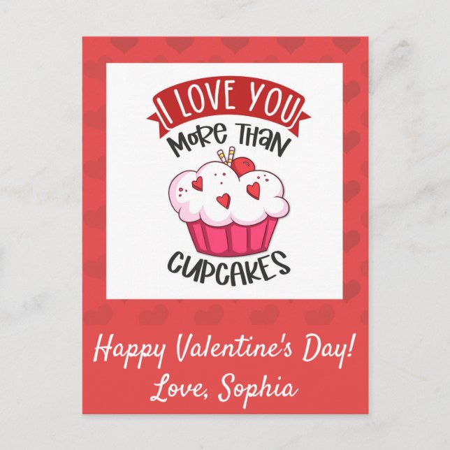 Cartão Postal Eu Te Amo Mais Do Que Cupcakes (Frente)