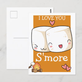Cartão Postal Eu Te Amo Mais Kawaii Marshmallow