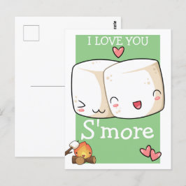Cartão Postal Eu Te Amo Mais Kawaii Marshmallow