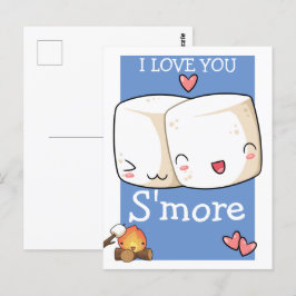 Cartão Postal Eu Te Amo Mais Kawaii Marshmallow