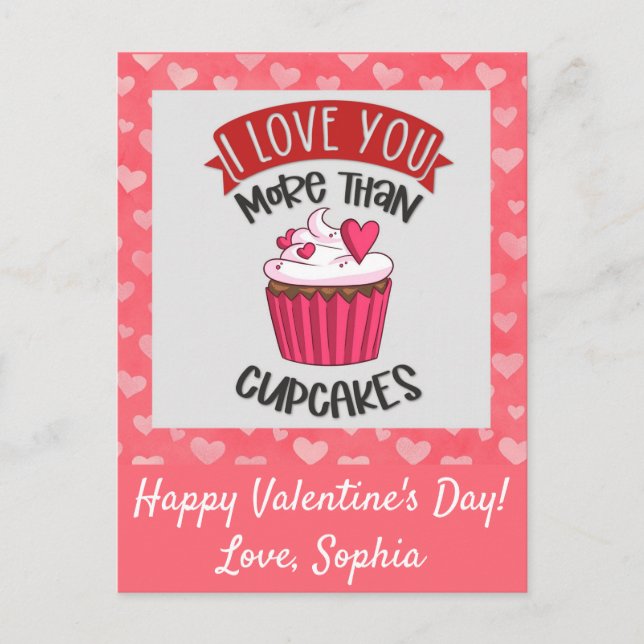 Cartão Postal Eu Te Amo Mais Que Cupcakes (Frente)