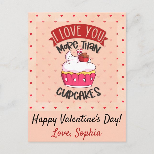 Cartão Postal Eu Te Amo Mais Que Cupcakes (Frente)