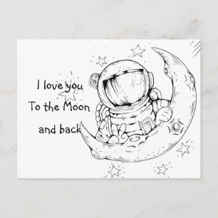Cartão Postal Eu te amo na lua / astronauta / amor