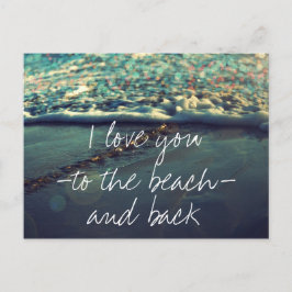Cartão Postal Eu te amo na praia e de volta