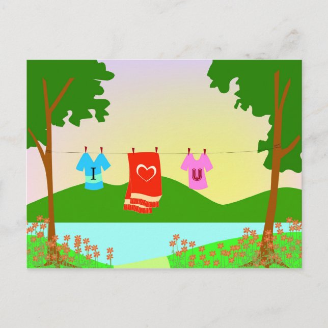 Cartão Postal Eu Te Amo Roupas Em Uma Linha De Roupas (Frente)