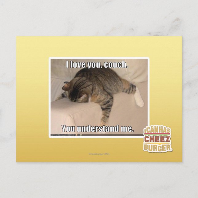 Cartão Postal Eu te amo, sofá. (Frente)