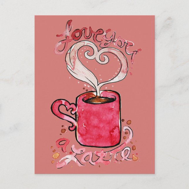 Cartão Postal Eu te amo um café (Frente)