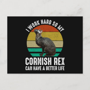 Cartão Postal Eu Trabalho Duro Para Que Meu Cornish Rex Tenha Um