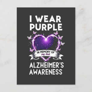Cartão Postal Eu Uso Roxo em Memória do Meu Pai Alzheimer 