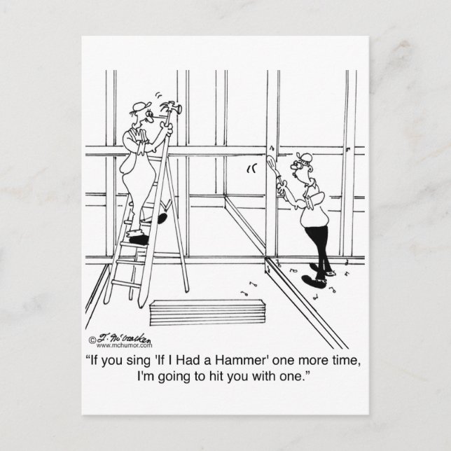 Cartão Postal Eu vou te bater com um martelo se você cantar se e (Frente)
