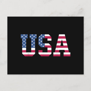 Cartão Postal EUA Bandeira Americana Patriótica White Blue Stars
