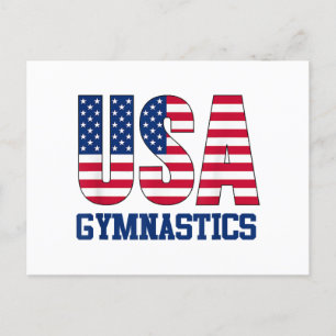 Cartão Postal EUA com American Flag Gymnastics Sports