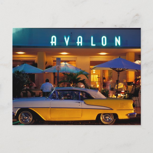 Cartão Postal EUA, FL, Miami, South Beach à noite. (Frente)