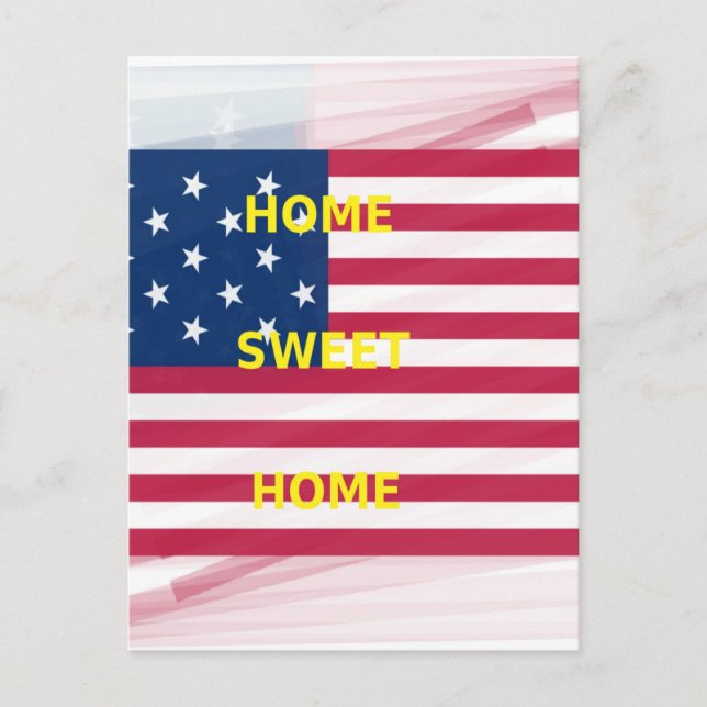 Cartão Postal EUA Flag "Home Sweet Home" Art Impressão (Frente)