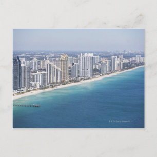 Cartão Postal EUA, Flórida, Miami, paisagem urbana com praia 2