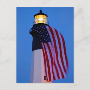 Cartão Postal EUA, Geórgia, ilha de Tybee, bandeira que voa 2