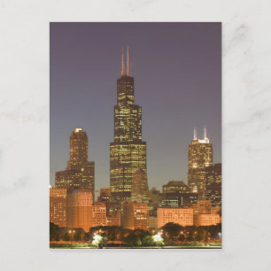 Cartão Postal EUA, Illinois, Chicago: Paisagem Urbana / Noite