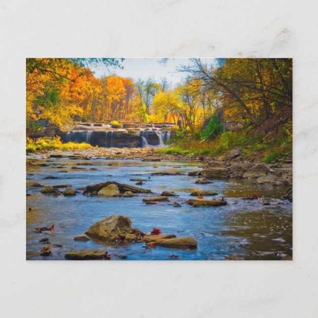 Cartão Postal EUA, Indiana. Catarata Cai no Estado Recriação (Frente)