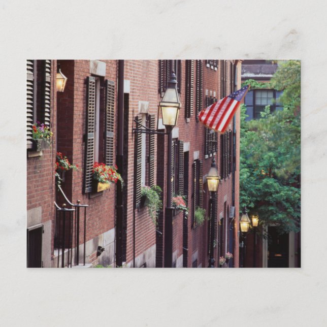 Cartão Postal EUA, Massachusetts, Boston, Houses Along Acorn (Frente)