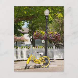 Cartão Postal EUA, Michigan, Ilha Mackinac. Bicicleta Amarela