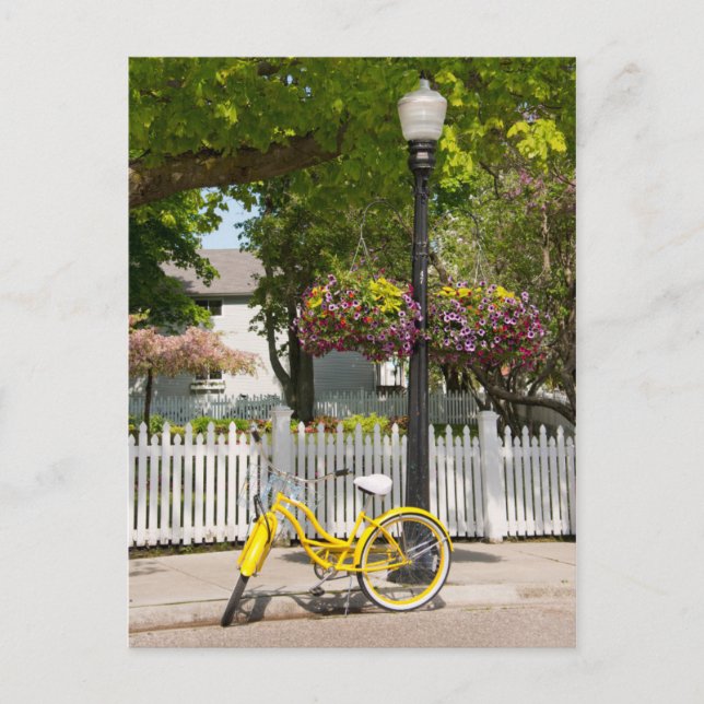 Cartão Postal EUA, Michigan, Ilha Mackinac. Bike Amarelo (Frente)