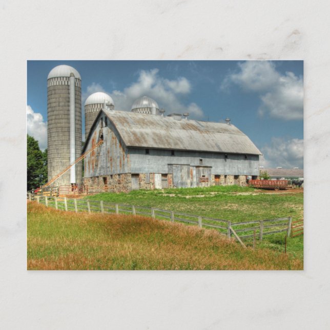 Cartão Postal EUA, Minnesota Celeiro E Silo (Frente)