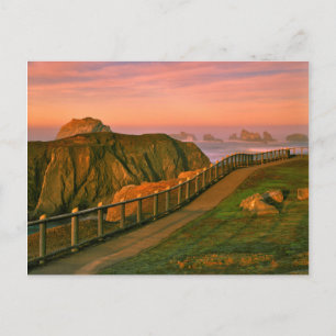 Cartão Postal EUA, Oregon, Bandon. Rochas vistas da trilha