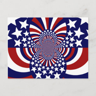 Cartão Postal EUA Stars and Stripes Design Patriótico