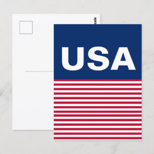 Cartão Postal EUA Vermelho Branco e Azul Patriótico