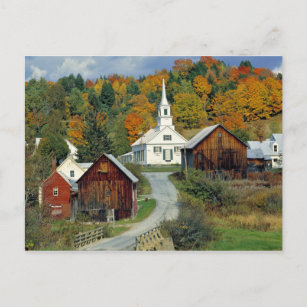 Cartão Postal EUA, Vermont, Waits River. Folhagem de queda adici