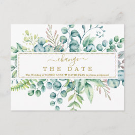 Cartão Postal Eucalyptus Floral Deixa O Casamento Mudar A Data