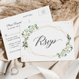 Cartão Postal Eucalyptus Geométrico Deixa Resposta RSVP Casada