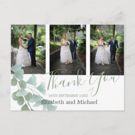Cartão Postal Eucalyptus Green Deixa Casamento Elegante Obrigado