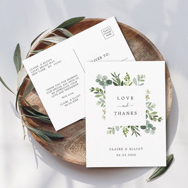 Cartão Postal Eucalyptus Green Foliage Obrigado (Front & Back)