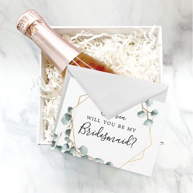 Cartão Postal Eucalyptus Greenery Bridesmaid Proposal Card (Criador carregado)