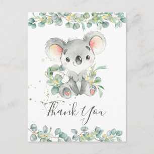 Cartão Postal Eucalyptus Greenery Cute Koala Aniversário Obrigad
