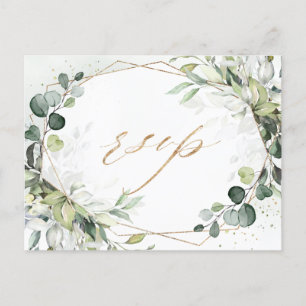 Cartão Postal Eucalyptus Greenery Modern Geométrico RSVP