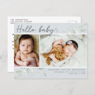 Cartão Postal Eucalyptus Photo Hello Anúncio de Bebê