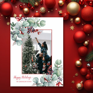 Cartão Postal Eucalyptus, Red Berries, 2 Fotos de Natal