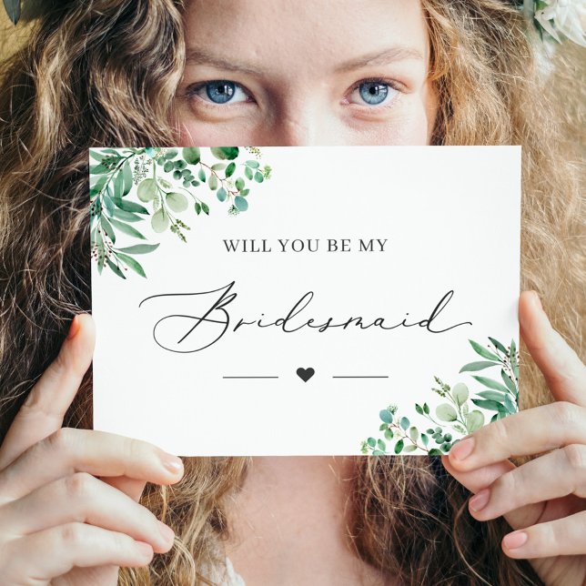 Cartão Postal Eucalyptus Você Vai Ser Minha Carta De Bridesmaid (Show your love to your bridesmaids with this card and make them feel truly special.)