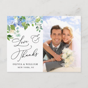 Cartão Postal Eucalyptus Watercolor Foto De Casamento Obrigado