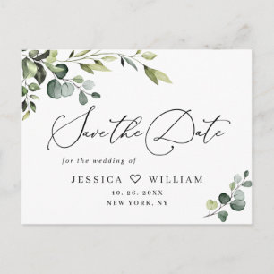 Cartão Postal Eucalyptus Wedding Elegante Salvar Código QR de Da