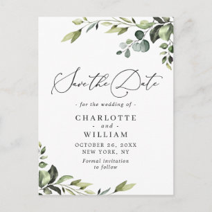 Cartão Postal Eucalyptus Wedding Elegante Salvar Código QR de Da