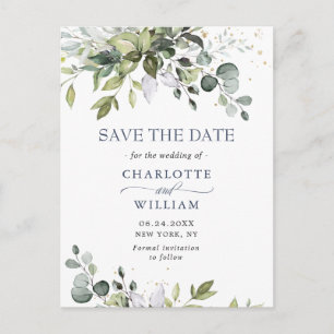 Cartão Postal Eucalyptus Wedding Elegante Salvar Código QR de Da
