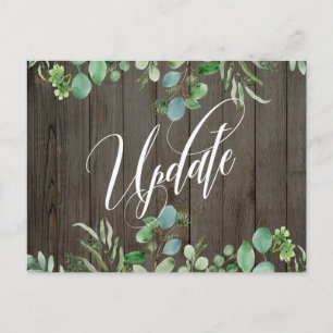 Cartão Postal Eucalyptus & Wood Adiou Anúncio de Casamento