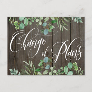 Cartão Postal Eucalyptus Wood Change of Plan Adiou Casamento