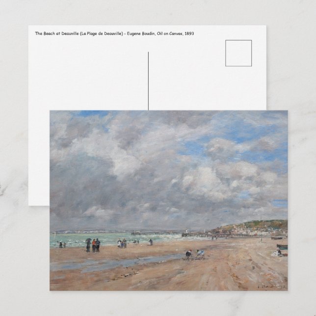 Cartão Postal Eugene Boudin - A praia em Deauville (Frente/Verso)