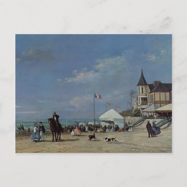 Cartão Postal Eugene Boudin - A praia em Trouville (Frente)
