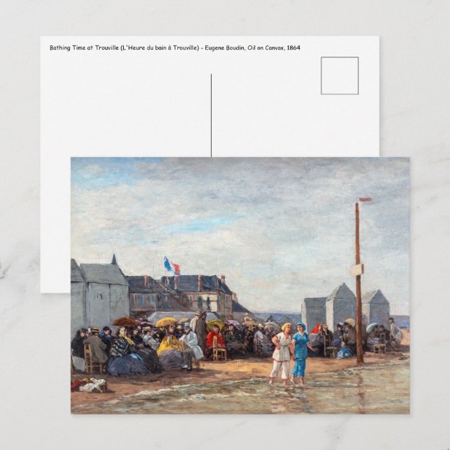 Cartão Postal Eugene Boudin - Hora do banho em Trouville (Frente/Verso)